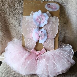 Pink Fairy Costume Set with Wings and Tutu